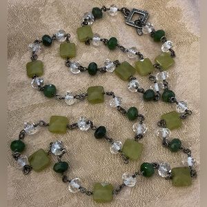 SILPADA Sterling Silver Canadian Green Jade & Crystal Beaded Necklace